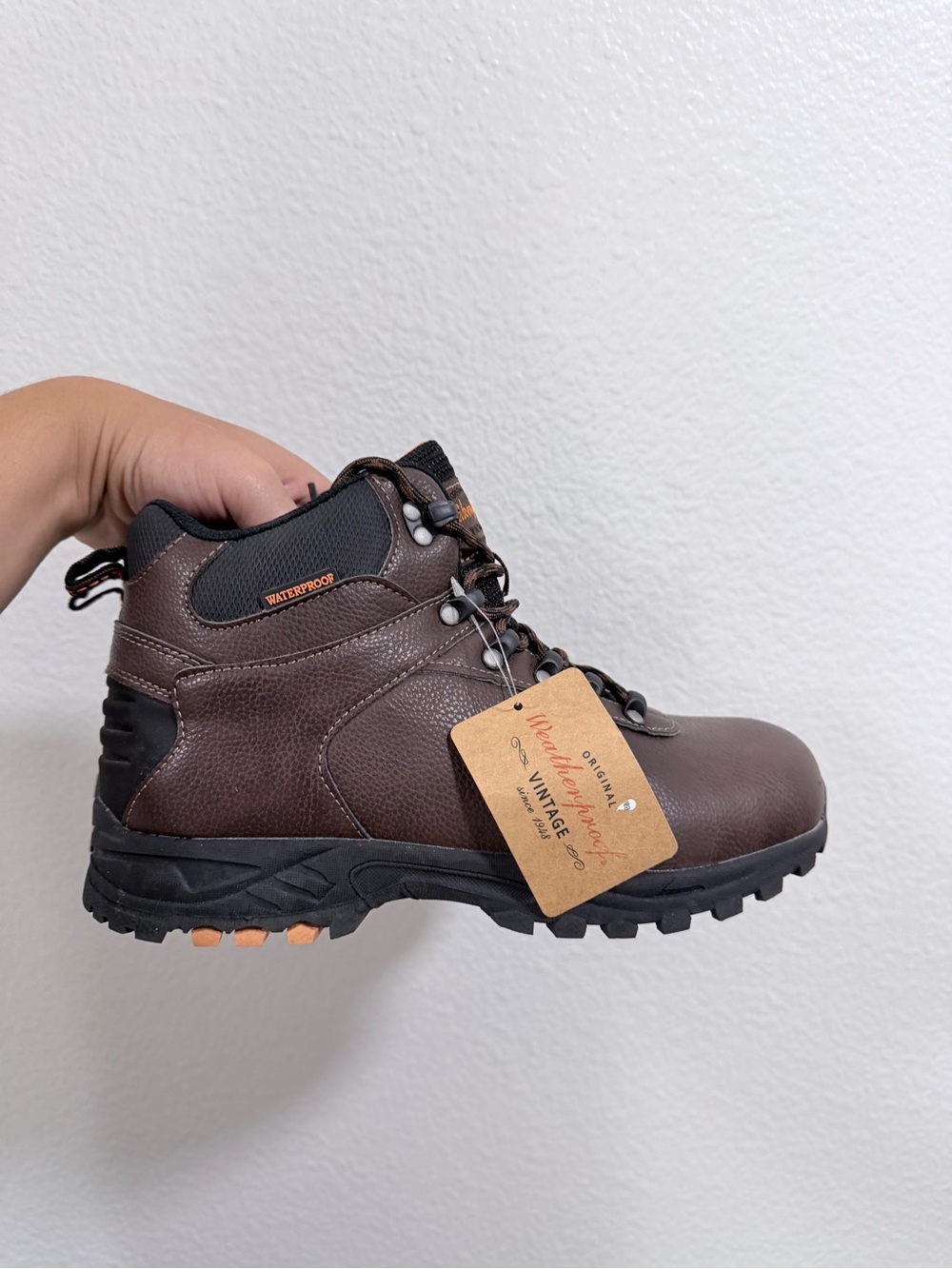 Men's Waterproof Brown Hiking Boots - Unbranded